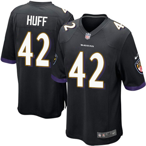 Men's Game Marqueston Huff Nike Jersey Black Alternate - #42 NFL Baltimore Ravens